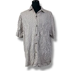 Men’s Vintage Silk Casual Button Front Patterned Shirt XLT